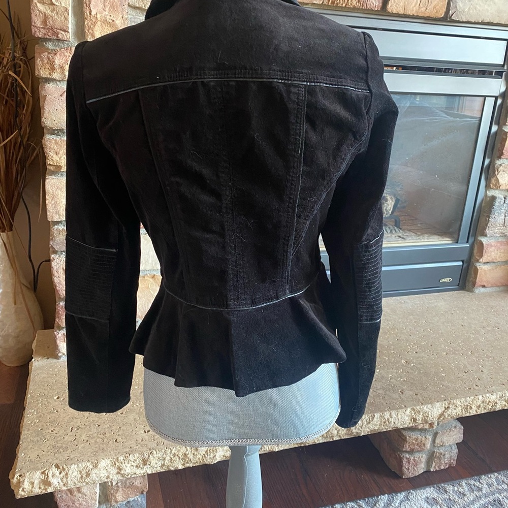 WHBM Black Velvet Blazer Jacket Sz 4 with Stitching Accents - Picture 4 of 9